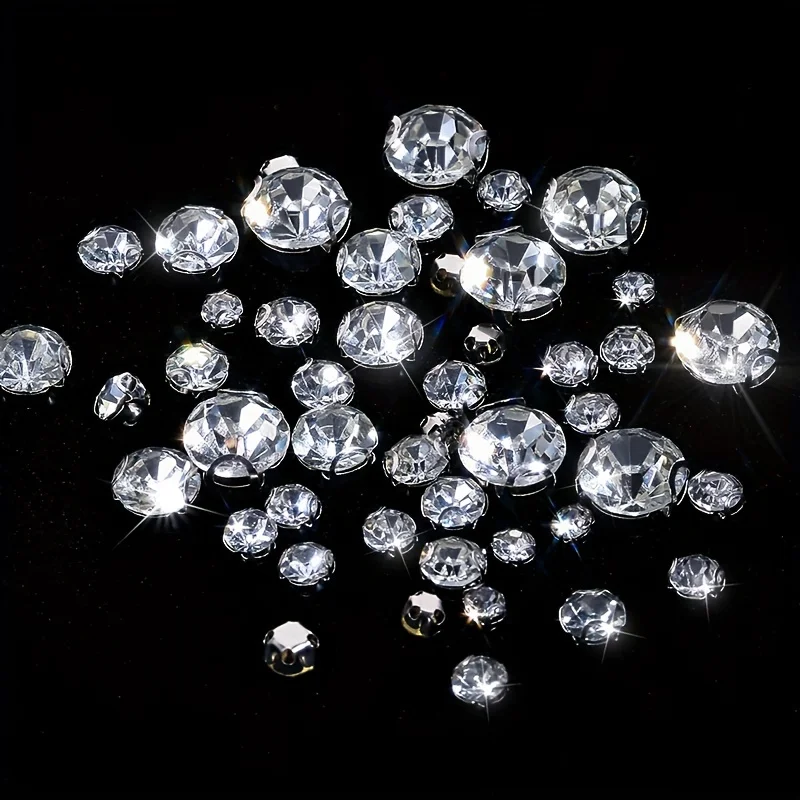 3-10mm Silvery Flat Bottom Earring Claw Beads Sew On Rhinestones Glass Crystal For DIY Jewelry Making Crafts And Clother