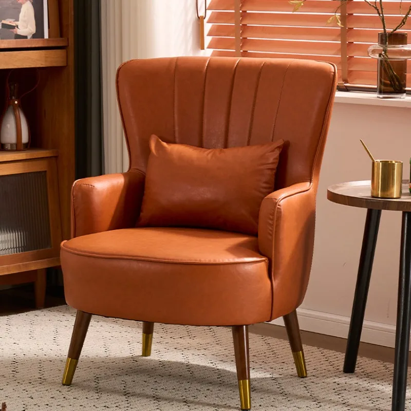American retro single sofa oil wax leather home living room bedroom hotel reception antique lazy tiger chair