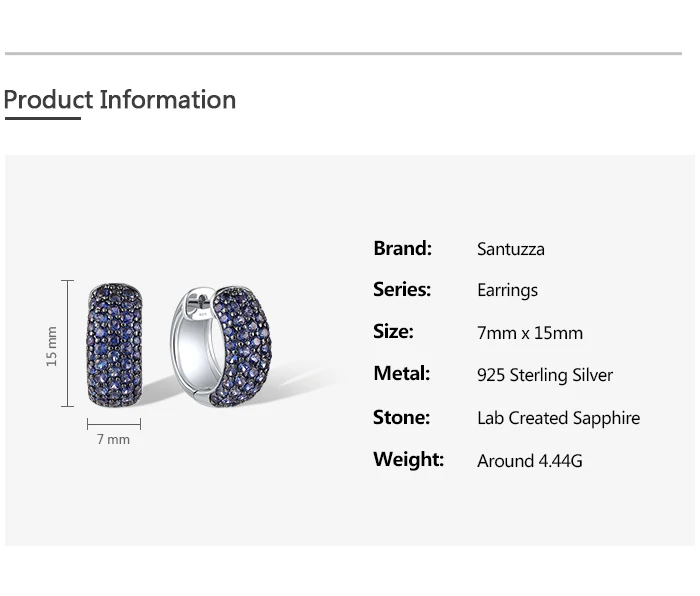 SANTUZZA Ohrhänger aus reinem 925er Sterlingsilber für Damen, funkelnder blauer Saphir, schillernde Hochzeitsgeschenke, edler Schmuck – Detail 2