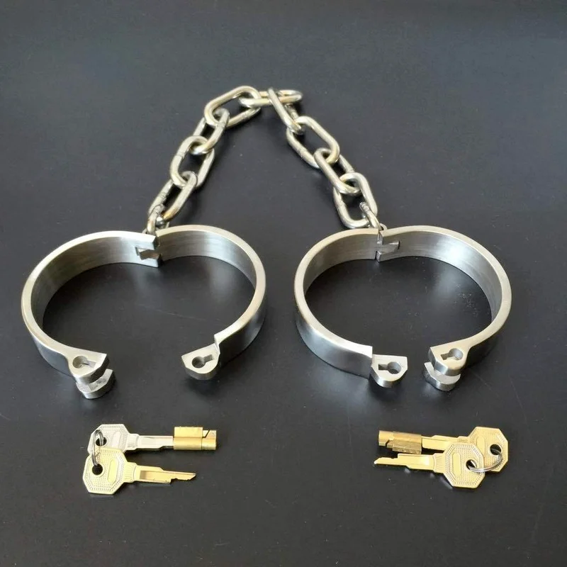 Metal Steel Handcuffs Ankle Cuffs Neck Collar Neck Collar Choker Male Lockable Bondage BDSM Reatraint Sex Toys for Women Men