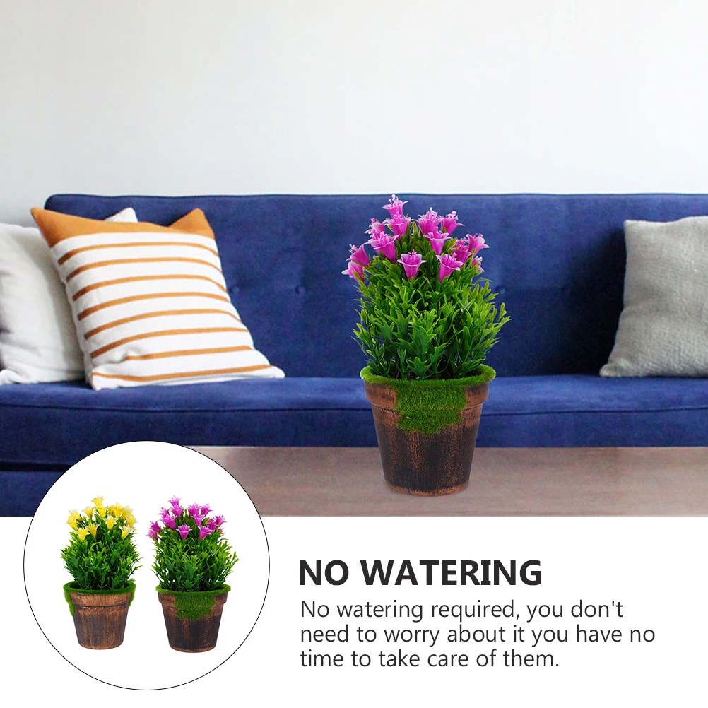 

2Pcs Artificial Flower Potted Plant Fake Green Plant Plastic Foam Desk Decor for Home Office Indoor Decoration Simulated