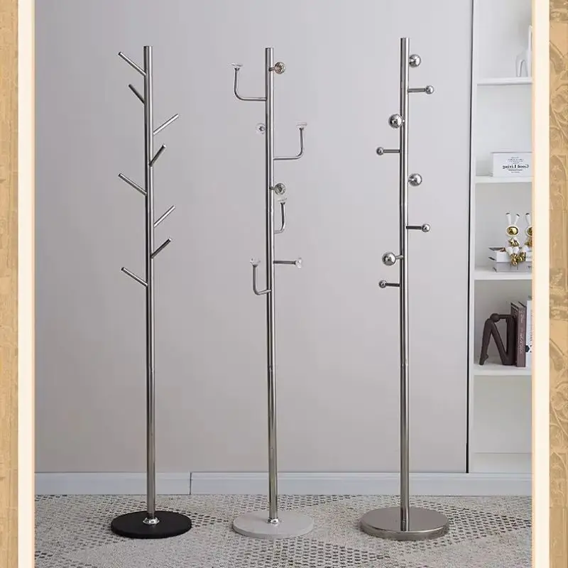 

Minimalist Marble Stainless Steel Floor Coat Rack Extra Thick Reinforced Vertical Stand Narrow Design for Bedroom Home Entryway
