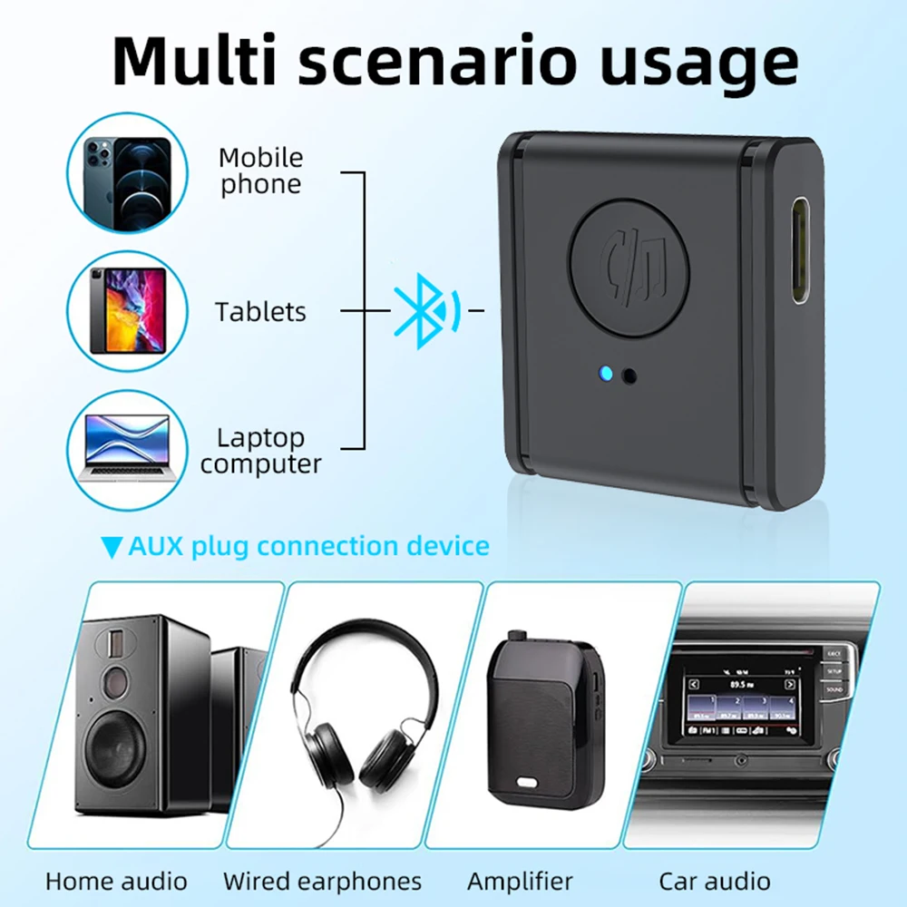 Transmisor receptor con Bluetooth 5,3, adaptador inalámbrico 2 en 1, conector de 3,5mm para música de coche, receptor de Audio, auriculares Aux,