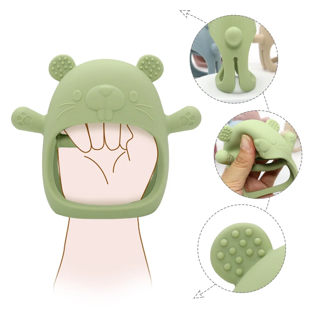 Anneau de dentition en Silicone pour bébé, jouet sans BPA, Bracelet, Animal de dessin animé mignon, gant de dentition, accessoires pour nouveau-né, 1 pièce