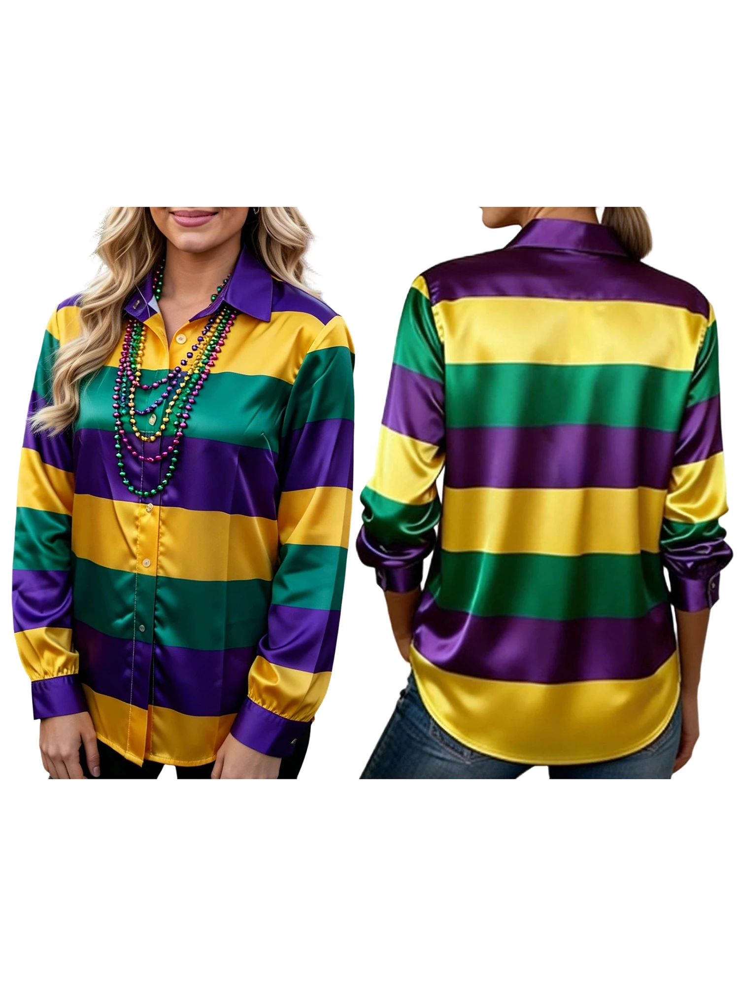 

Elegant Women s Striped Satin Blouse with Long Sleeves and Turn Down Collar Perfect for Stylish Casual Outfits and Daily Wear