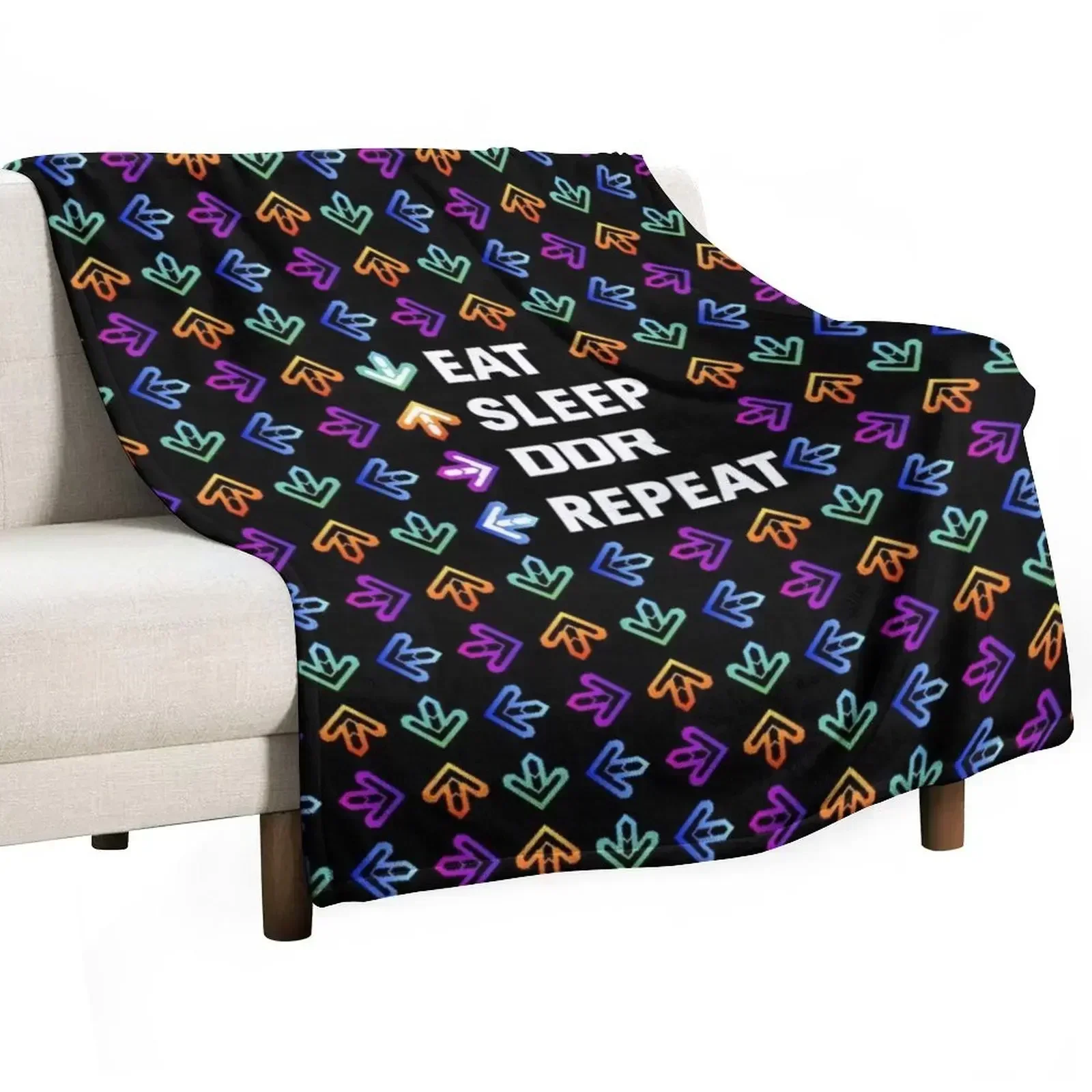 

Eat. Sleep. DDR. Repeat. - White Throw Blanket Machine Washable Soft Warm Blanket