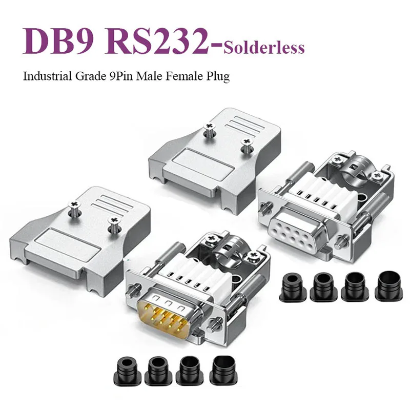 9Pin RS232 Connector Mini DB9 Male Female Solderless Joint Plug  Industrial Grade Upgraded Universal 485/422 Serial Port Adapter