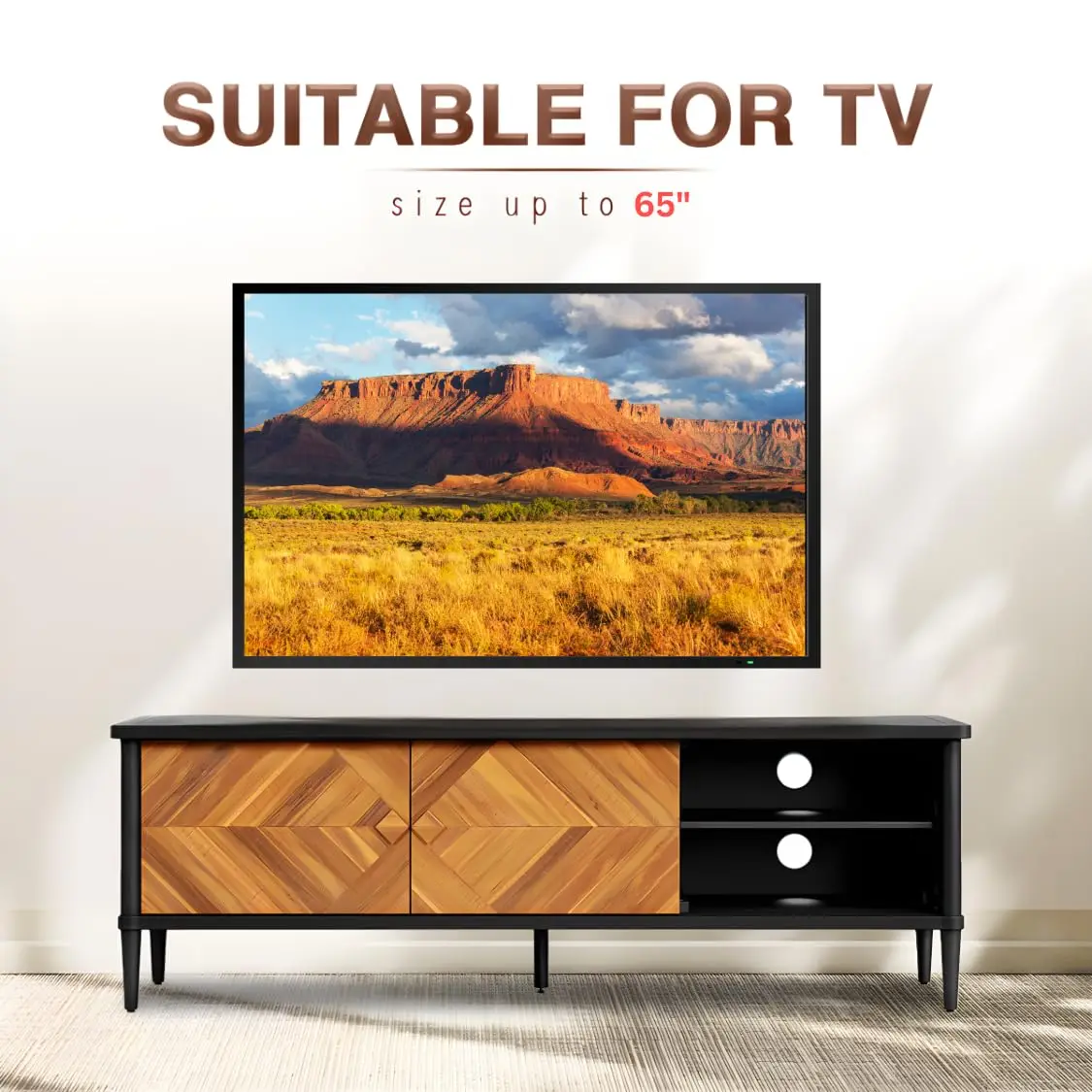 Solid Acacia Wood TV Console Stand 63
