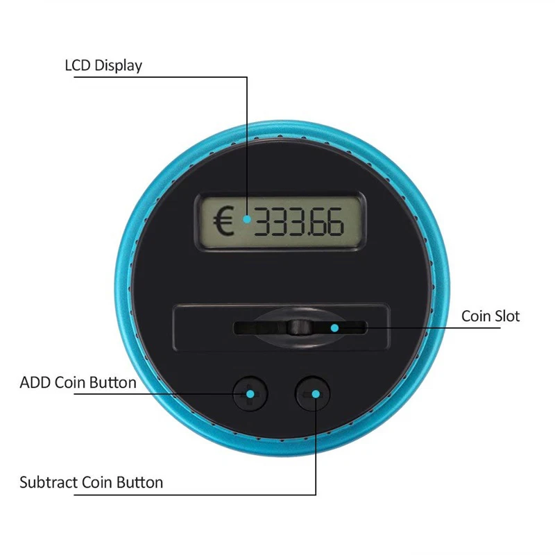 จอแสดงผล LCD ยูโรเงินมัดดิจิตอลอิเล็กทรอนิกส์นับเหรียญ Bank Box Penyimpan Uang Jar เคาน์เตอร์ธนาคารกล่อง Piggy Bank เคาน์เตอร์