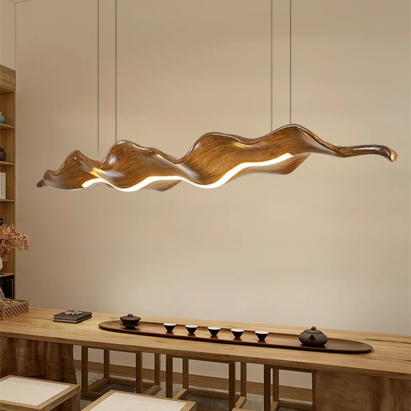 

Zen-inspired leaf-shaped chandelier for tea room, restaurant, study, Japanese-style guesthouse, creative lighting fixtures
