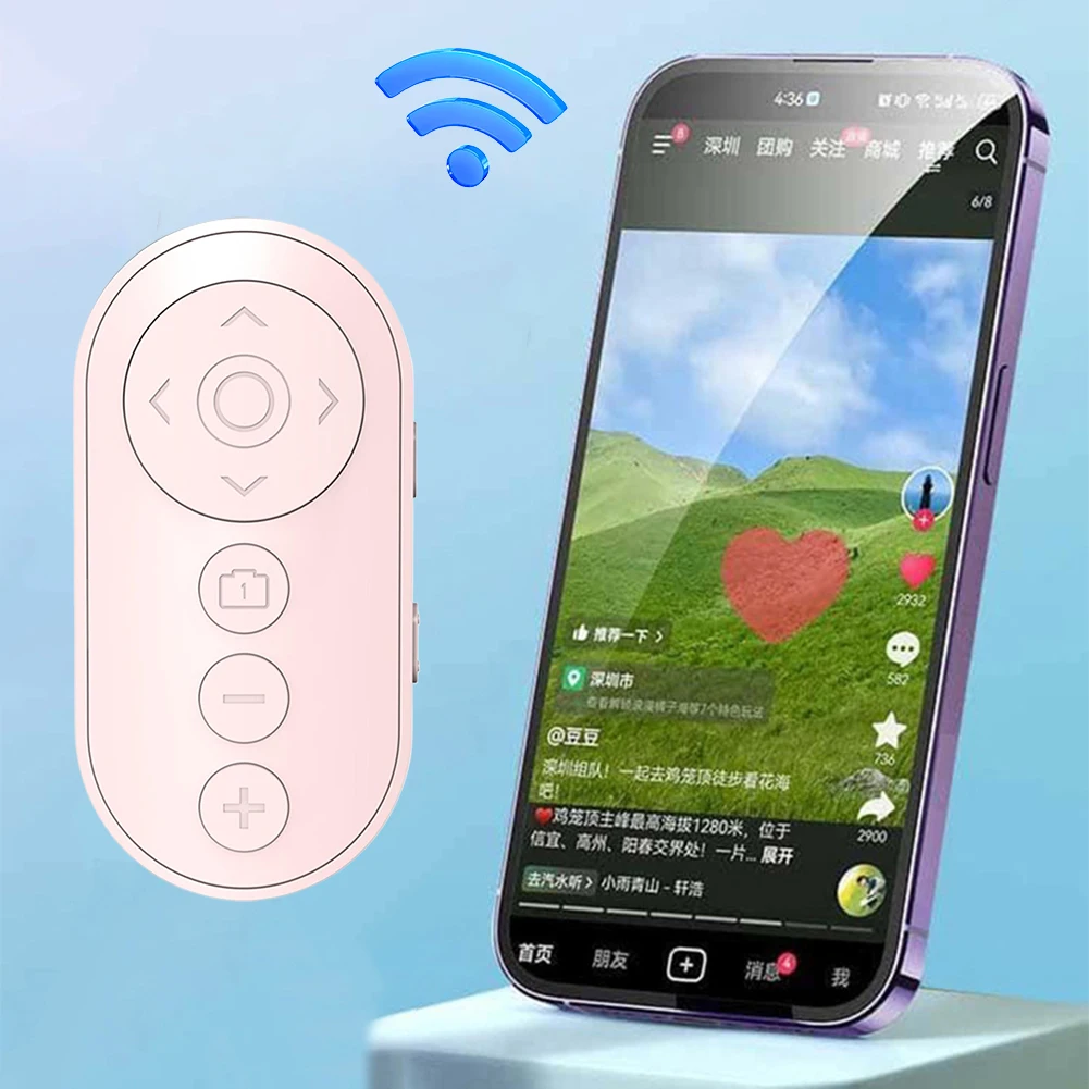 BT Camera Remote Shutter with Zoom Smartphone Remote Clicker Wireless Video Scrolling Remote for Photo & Video