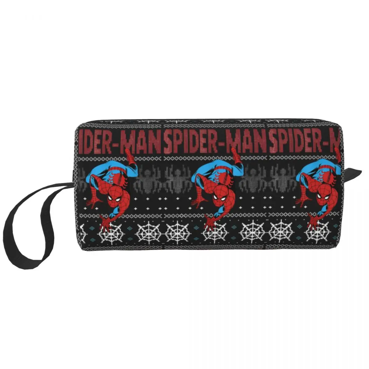 Spider-Man Spider Crawl Ugly Christmas Sweater Cosmetic Bag for Women Makeup Bags Travel Daily Toiletry Bag Organizer Storage