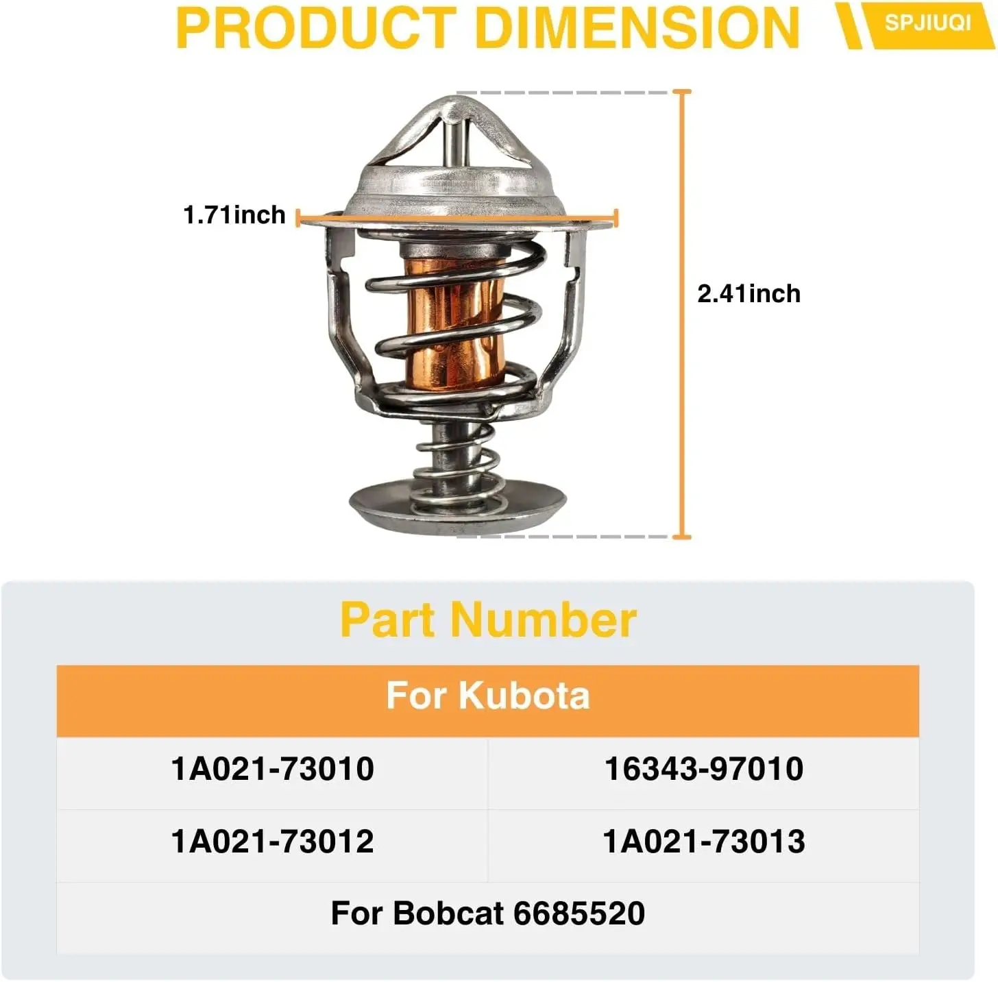 71°C 160°F 1A021-73010 6685520 Thermostat For Kubota V2203 V2403 D1503 D1703 Engine L2800 For Bobcat 5600 S130 S150 S160 S185