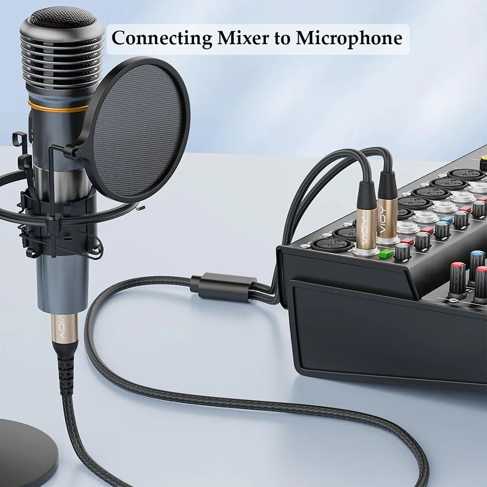 XLR To Dual 6.35mm Balanced Cable Multi-layer Shielding 1/4 TS To XLR Male Mic Cord for Mixer Amplifier Recorder CD Player Ect