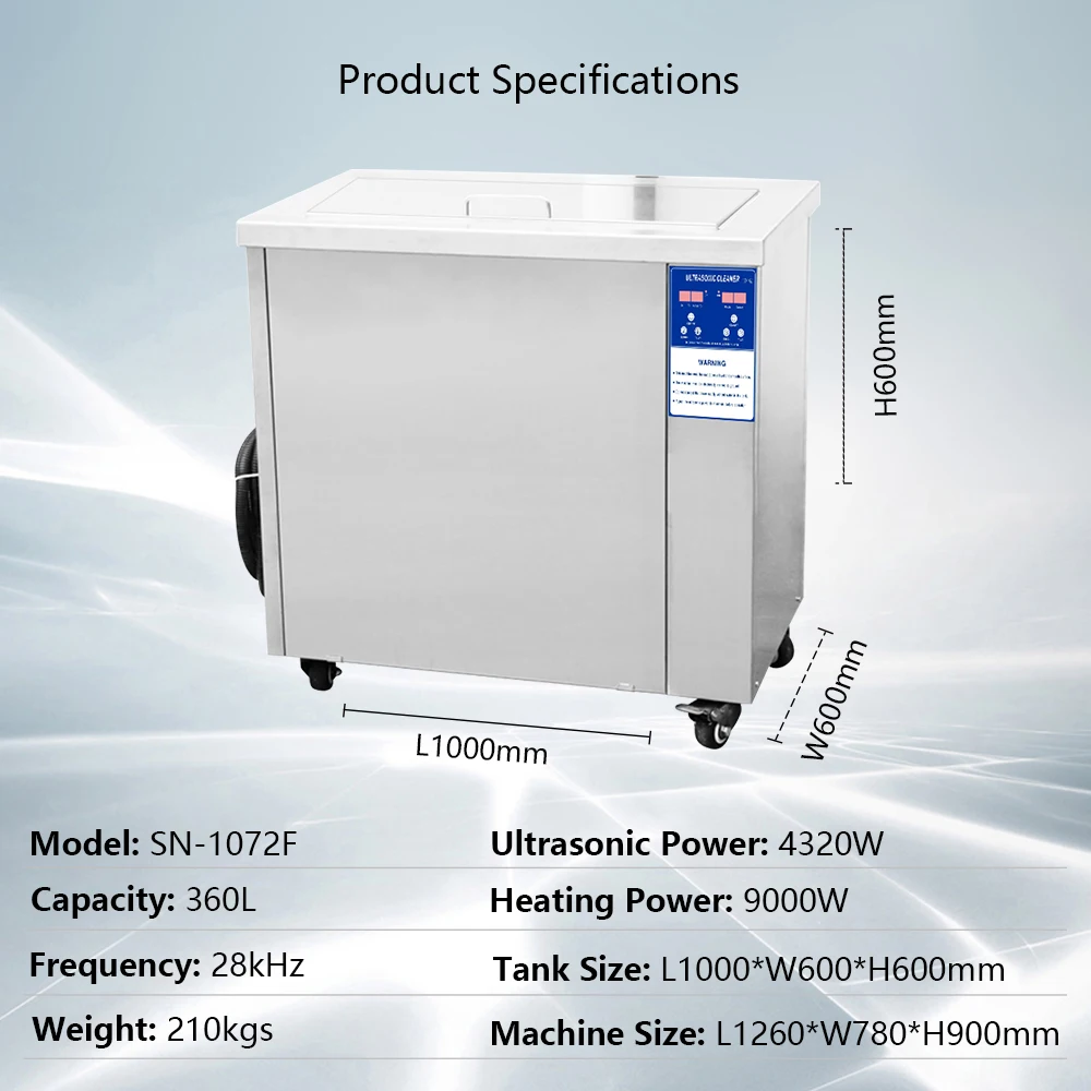 New 360L 9000W Heating Timer 28khz Ultrasonic Cleaner Electric Sonic Engine Block Tank Industrial Industrial Ultrasonic Cleaners