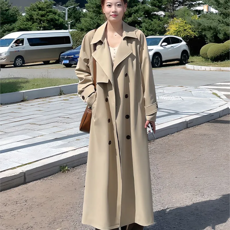 

Long Trench Coat Women's Popular New Today's Draping Anti-Wrinkle