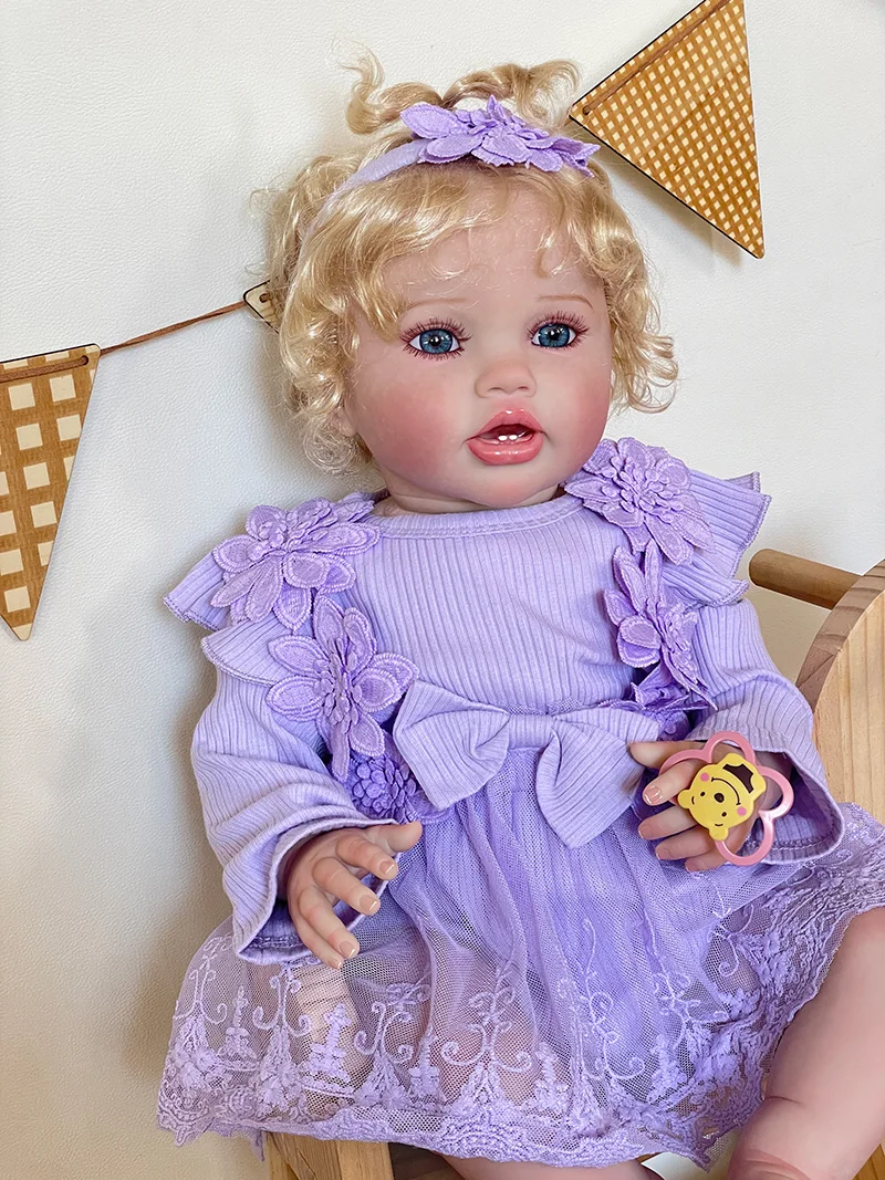 

Cokela 60CM Reborn Toddler Popular Cute Girl Doll with hand-Root hair Soft Cuddle Body High Quality Doll TOYS