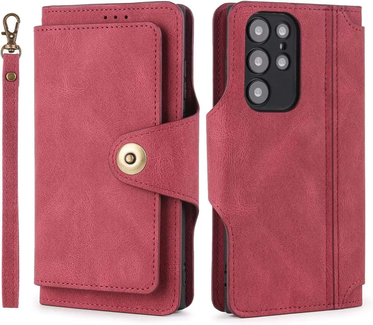 Wallet Case for Samsung Galaxy S22 Series, Pu Leather Folio Wallet with Wrist Strap Magnetic Closure Kickstand Protective