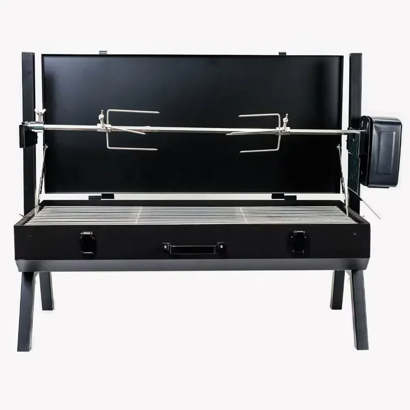 

Mini Adjustable Height Foldable Spit Roaster Charcoal BBQ Black 3V Motor for Camping