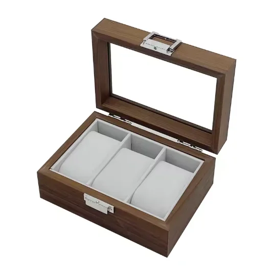 3 Slot Retro Walnut Wood Grain Wooden 3 Position Watch Storage Gift Boxes Watch Collection Storage Box