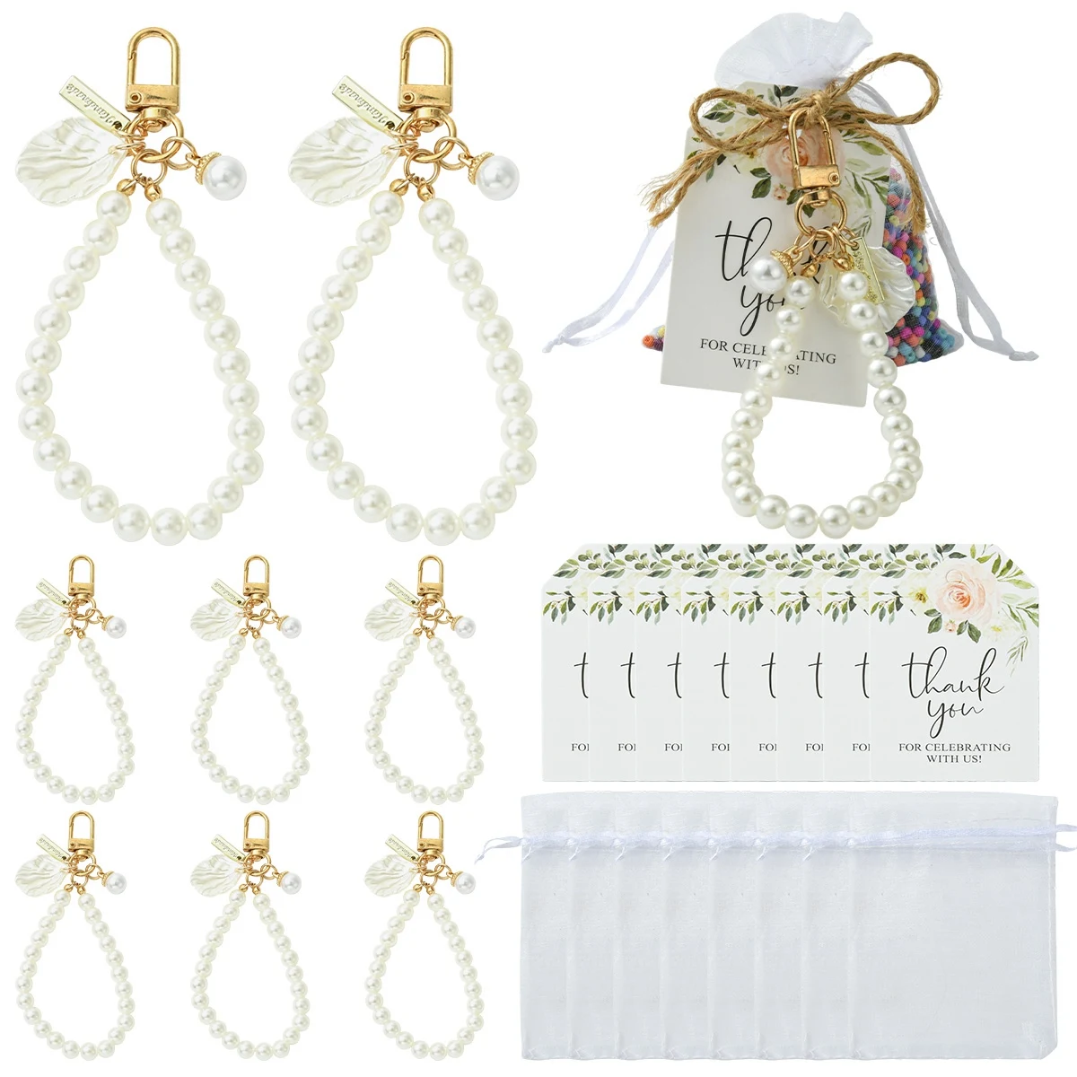 

10 шт., подвесные бусины из АБС-пластика с имитацией жемчуга, с застежками из сплава, для брелка, украшения для сумок, подарок на вечеринку