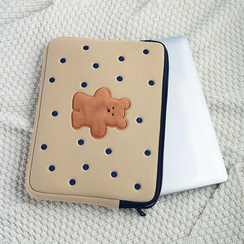 Cute Cartoon Bear Laptop Bag Notebook Sleeves for Macbook Air Pro Hp Lenovo 13 14 15 15.6 16 Inch Laptops Carrying Handbag Case