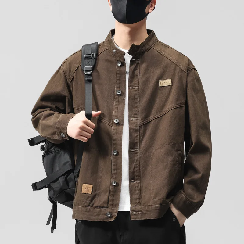 

Новая мужская однотонная куртка с одной застежкой, большими карманами, теплая, мягкая, прочная, свободного кроя, повседневная, минималистичная, универсальная верхняя одежда