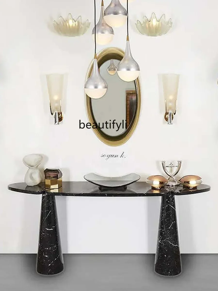 

YH Y Modern light luxury marble entrance table, foyer entrance end view table, special-shaped wall decoration table