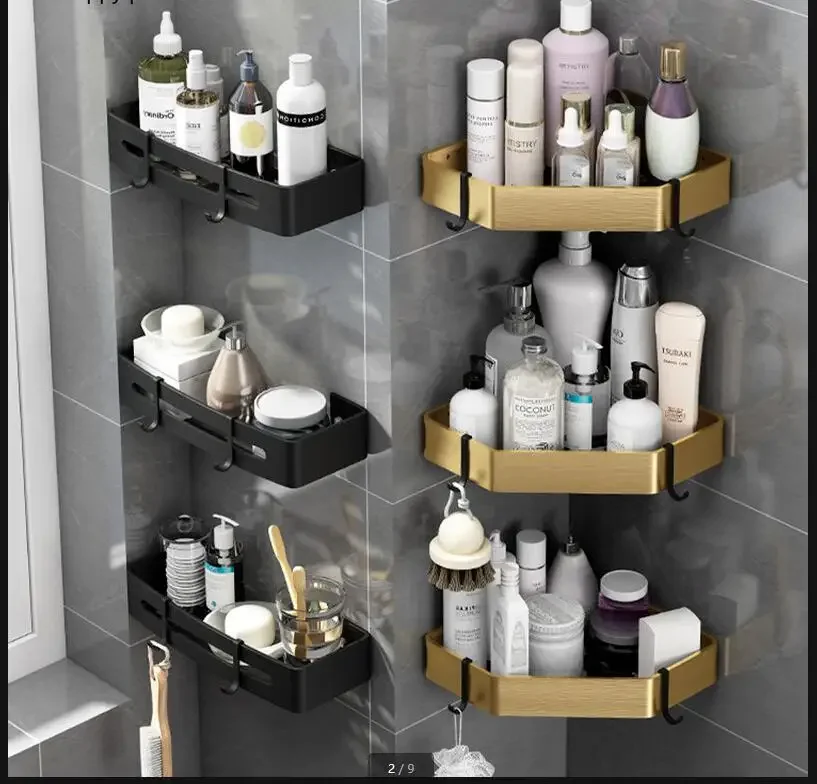 

Triangle Shelf Metal Storage Rack Bathroom Organizer Wall-mounted Shelf Hanging Rack Bathroom Shelves Decoration Accessories