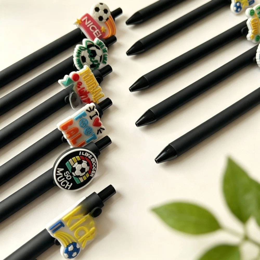 10pcs Black Ink Soccer Themed Pens Random Patterns Creative Ballpoint Pens Press-Type Funny Gel Pen Daily Writing