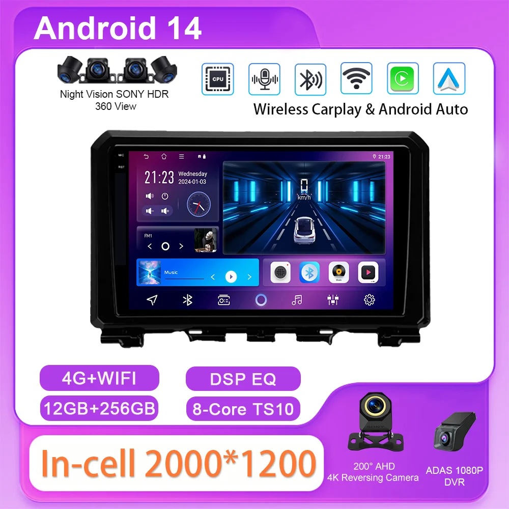 

Android Carplay авто радио для Suzuki Jimny JB64 2018 2020 мультимедийный плеер GPS стерео навигационная камера DSP WIFI + 4G 360