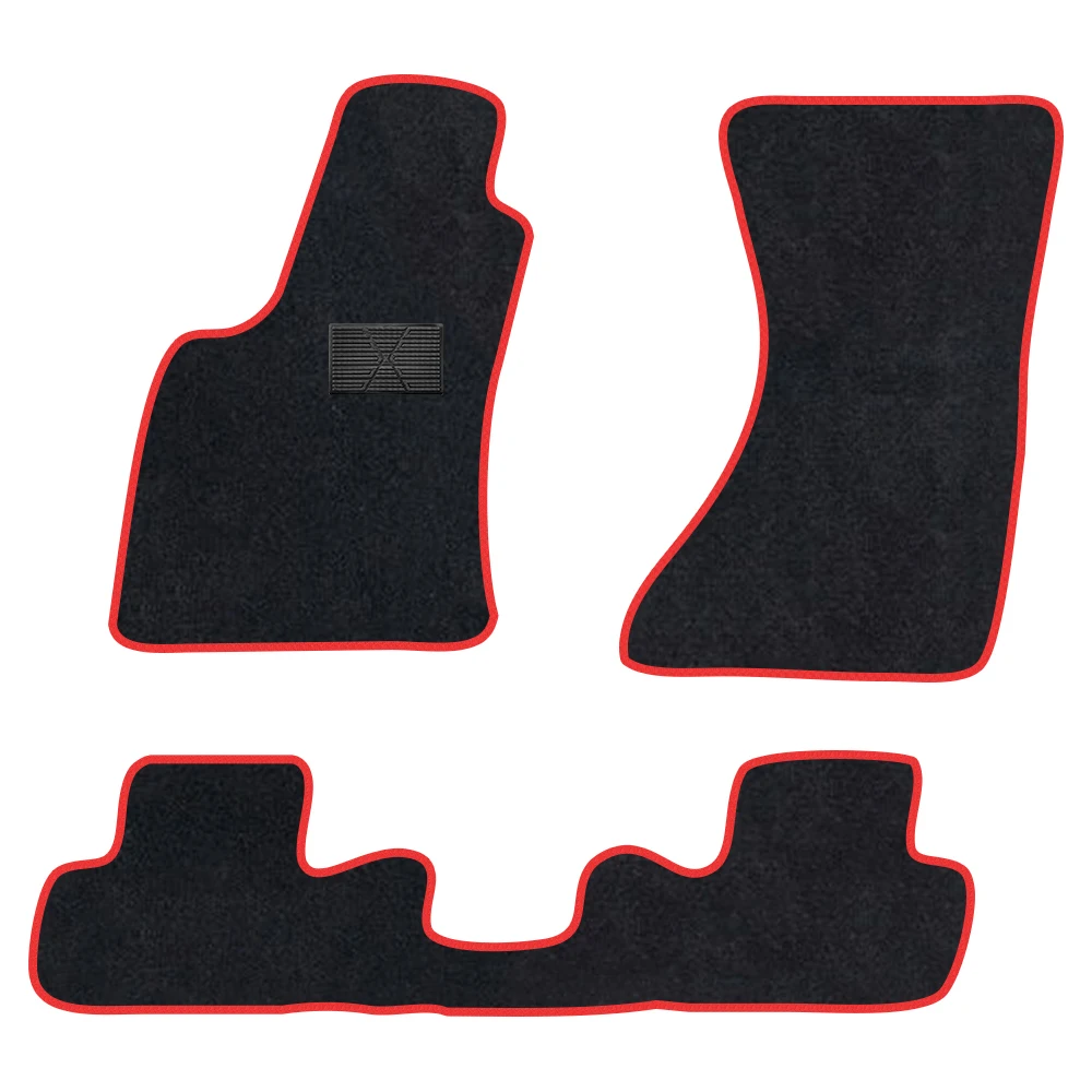 Car Floor Mat For   Audi A4 B8 8K 2008–2016  Polyester suede Anti Slip black Backing red Binding Trim Edge