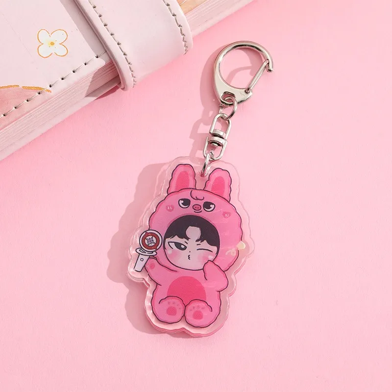 Cute Cartoon Kpop KeyChain Stray Kids Pendant Keyring Bag Acrylic Car Chain Lovely Mobile Phone Accessories Pendant Gifts