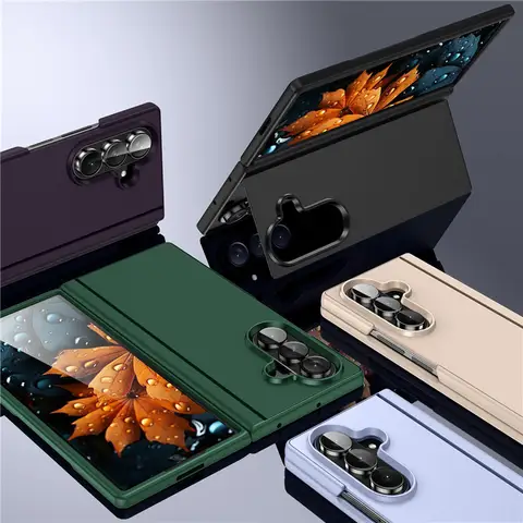 삼성 갤럭시 Z 폴드 7 6 5 4 3 폴드7 5G용 충격 방지 무광 PC 폴딩 폰 케이스 (브래킷 스탠드 홀더 포함)