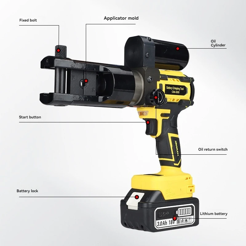 Aluminum Terminal Charging Crimping Electricians Cm300 Small Portable Electric Hydraulic Crimping Pliers Lithium Battery Copper