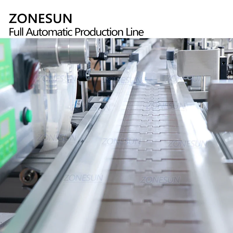 ZONESUN ZS-FAL180C9 Desktop Automatic Essential Oil Square Bottle Filling Capping And Double Side Labeling Machine Line