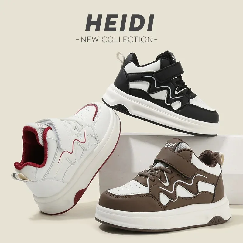 

Детские весенне-осенние белые туфли на подошве с цветными блоками, кроссовки на толстой мягкой подошве для девочек, высокие кеды для мальчиков, повседневные туфли на липучке