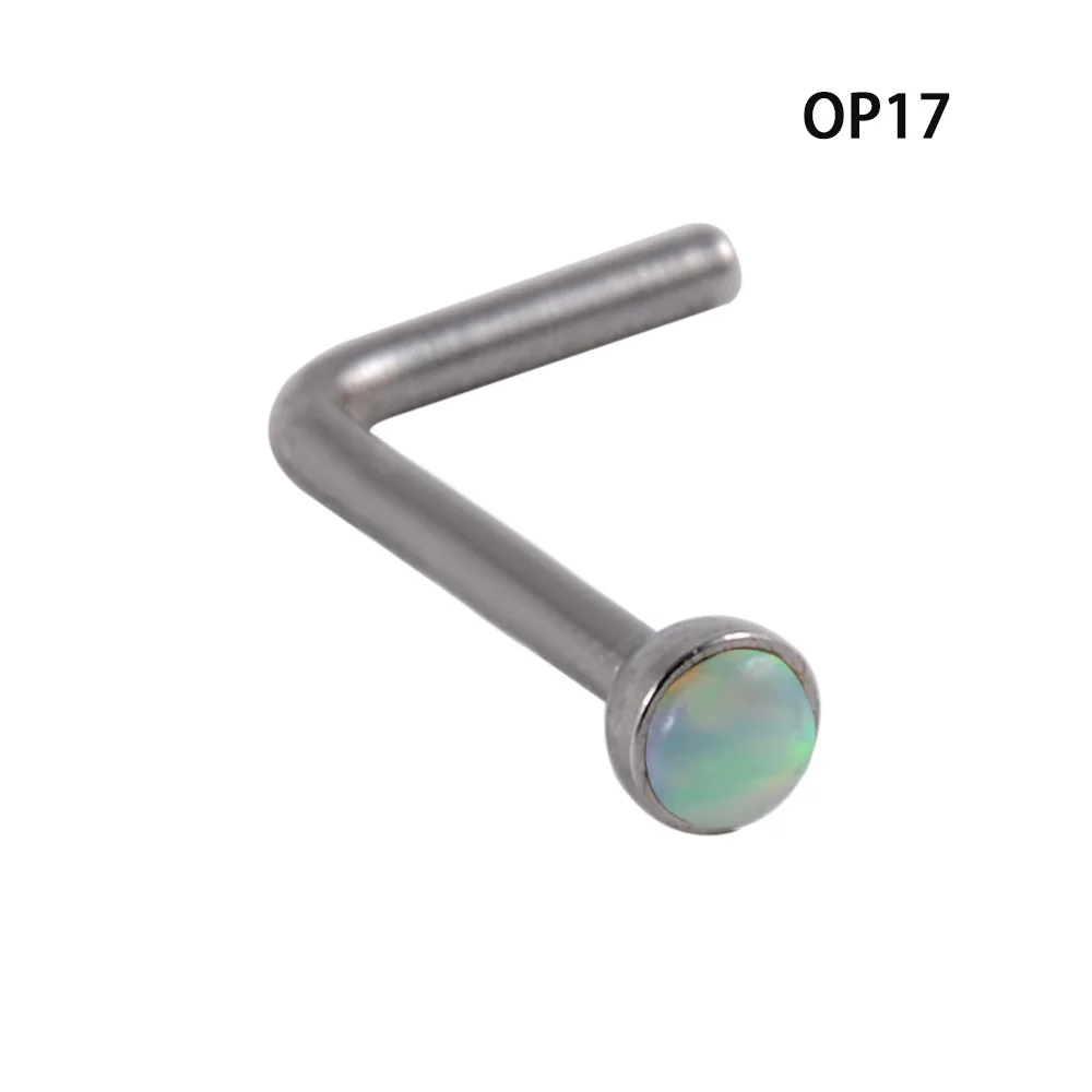 1PC Surgical Steel Opal Nose Bone Ring Crystal Heart Star Round Top Screw Nose Piercing Retainer Holder Nazir Stud Body Jewelry