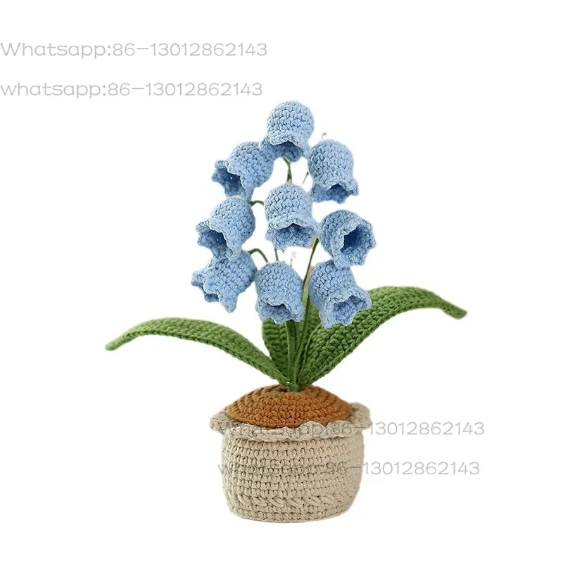 Handmade Crocheted Lily Valley Simulated Desktop Bonsai Home Decoration Yarn Weaving Stuffed Animal Toy Finished Cross-Border
