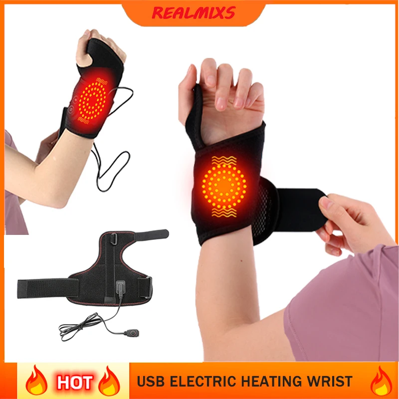 

USB Electric Pad Sports Fitness Wrister Heating Wrist Band Joint Care Hand Heated Wrist Protection Bracer Heath Hot Wrist Band