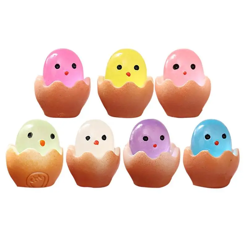 Mini Resin Kawaii Luminous Chick Colorful 3D Shell Breaking Eggs Scrapbook DIY Phone Case Cream Gel Accessories Home Decor Craft