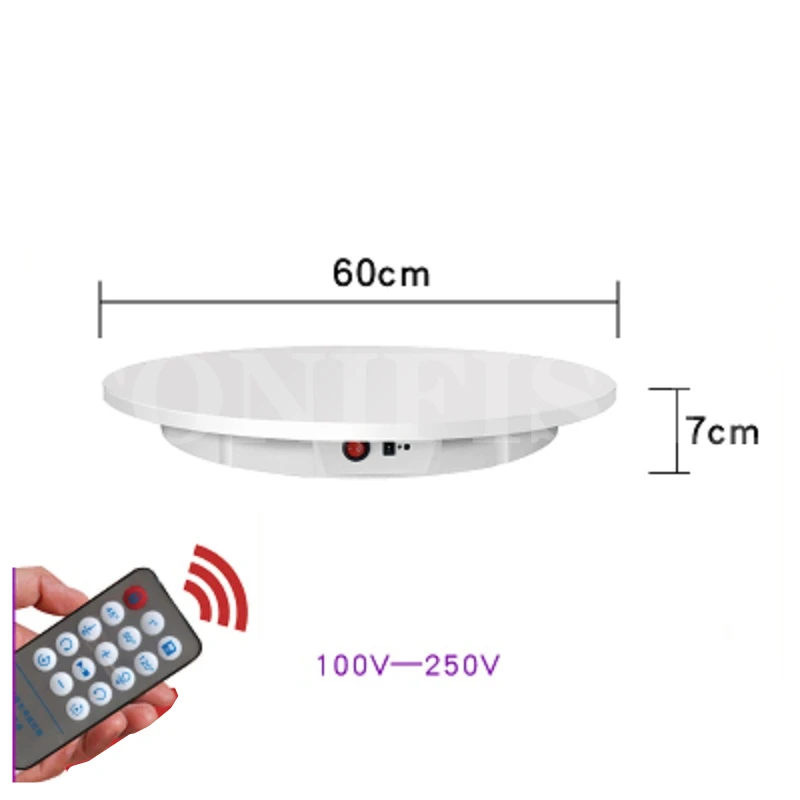 60CM Electric Rotating Turntable for 3D Scanning Photography Remote Control Display Stand 360° Rotation Speed Direction 150KG