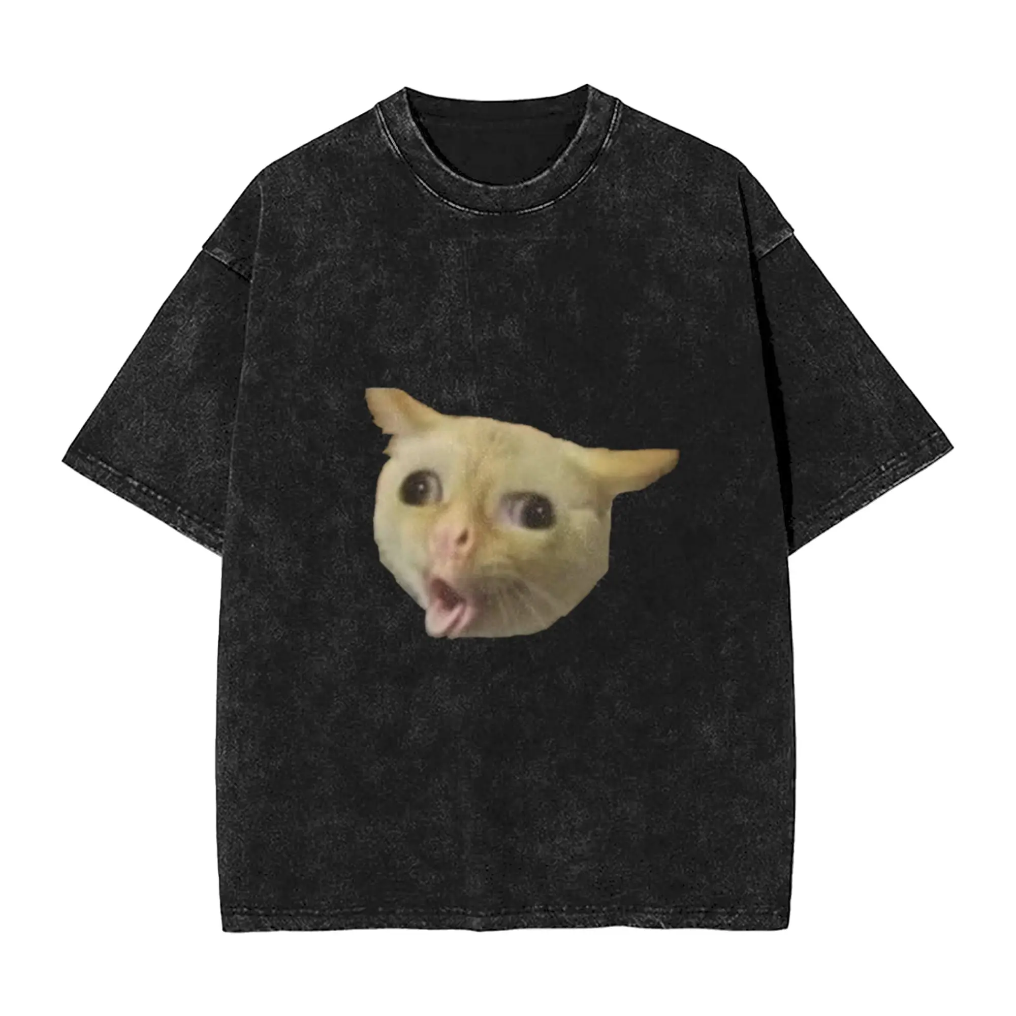 Cat Coughing Like A Kid Meme Unique Trendy A Vintage Oversized Cotton T-Shirts