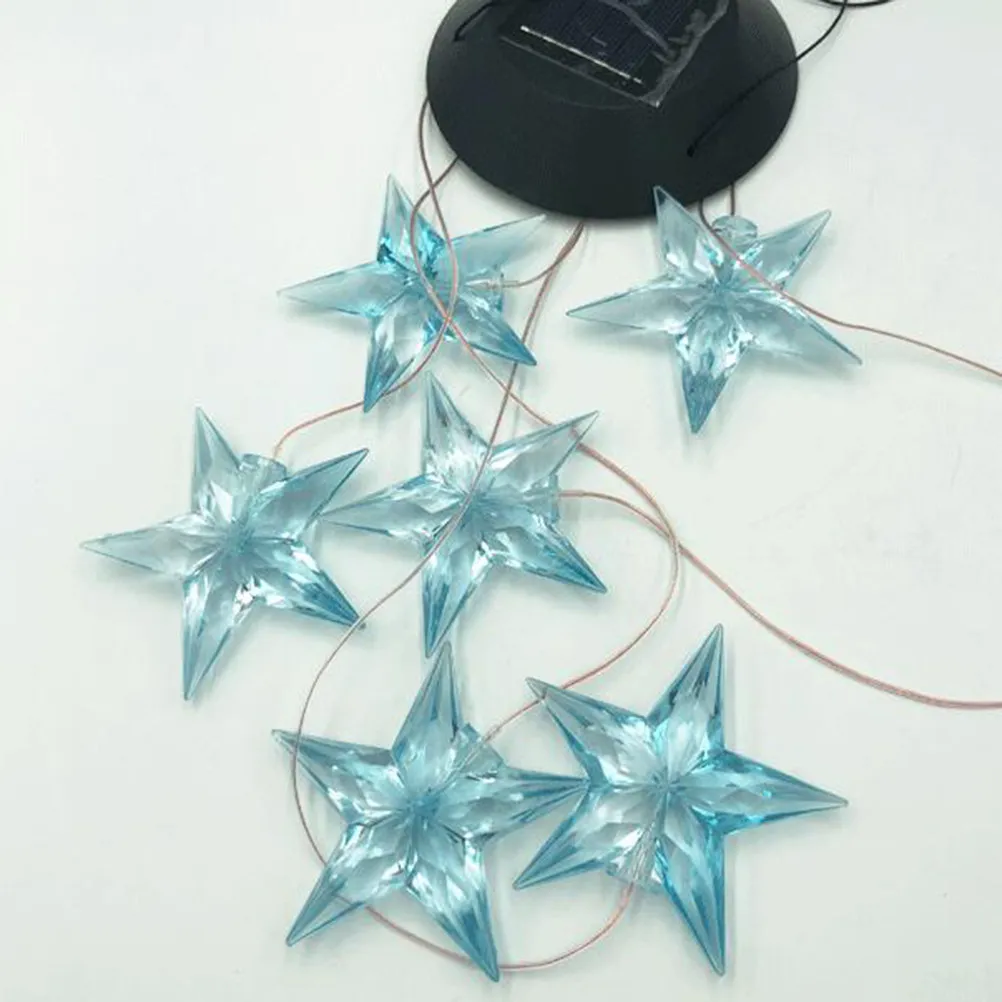 Solar Star Wind Chime Light Hanging Decorative Blue Star No Fade Shape Change Garden Patio LED Night Light Color Changing
