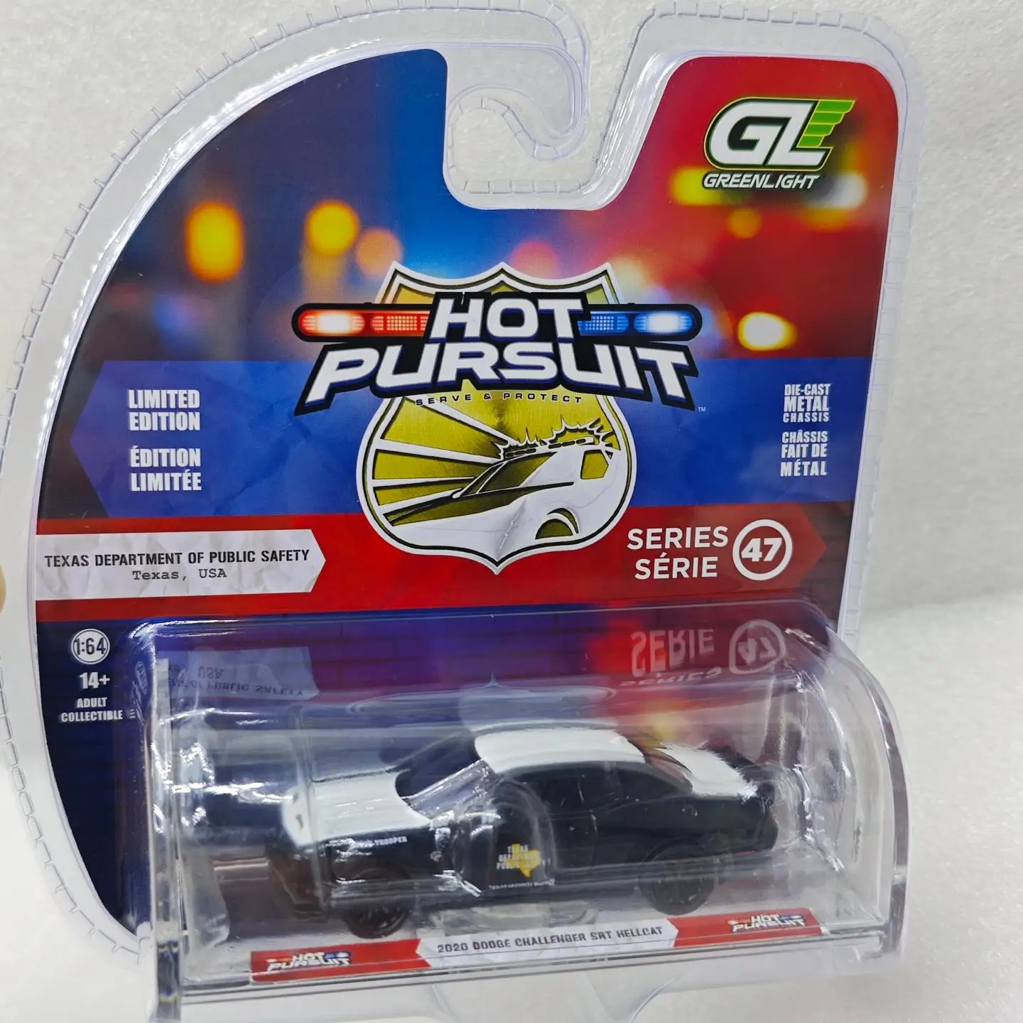 

GreenLight 1:64 Heat Tracking 47-2020 Dodge Challenger SRT Hellcat Texas Diecast Alloy Car Model Collectible
