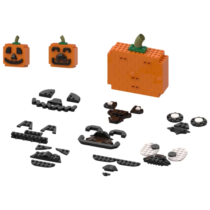 MOC Building Blocks Festive Root Vegetable Removable Face Parts Orange Autumn Colors DIY Brick Kit Desktop Scene Ornament