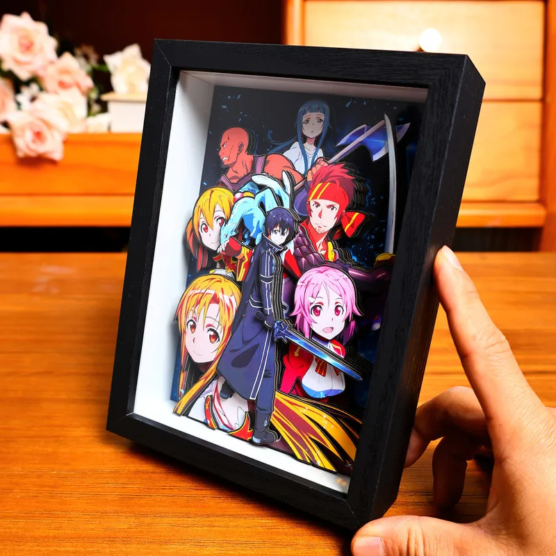 

Hot Anime Figure Sword Art Online Cartoon 3d Art Painting Kirito Asuna Cartoon Collect Picture Handmade Desktop Decora Fans Gift