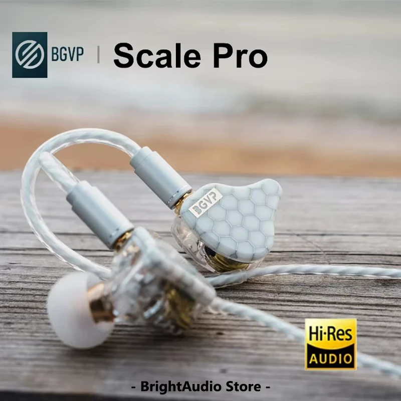 BGVP Scale Pro 1DD+1BA Hybrid Driver In-Ear Monitor Earphone Hi-Res Audio Bass Headset MMCX Detachable Cable Wired Earbuds