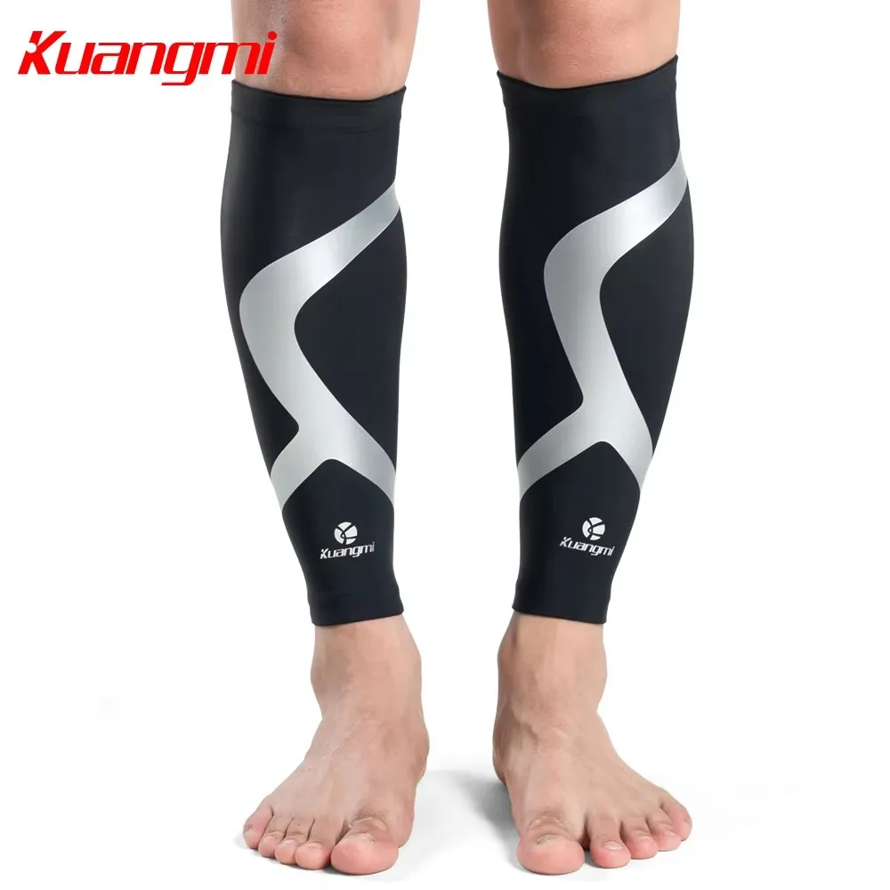 Kuangmi 2pcs Calf Compression Sleeves Running Leg Sleeves Socks Calf Support Shin Guard Sleeve Protector Soccer Football Cycling