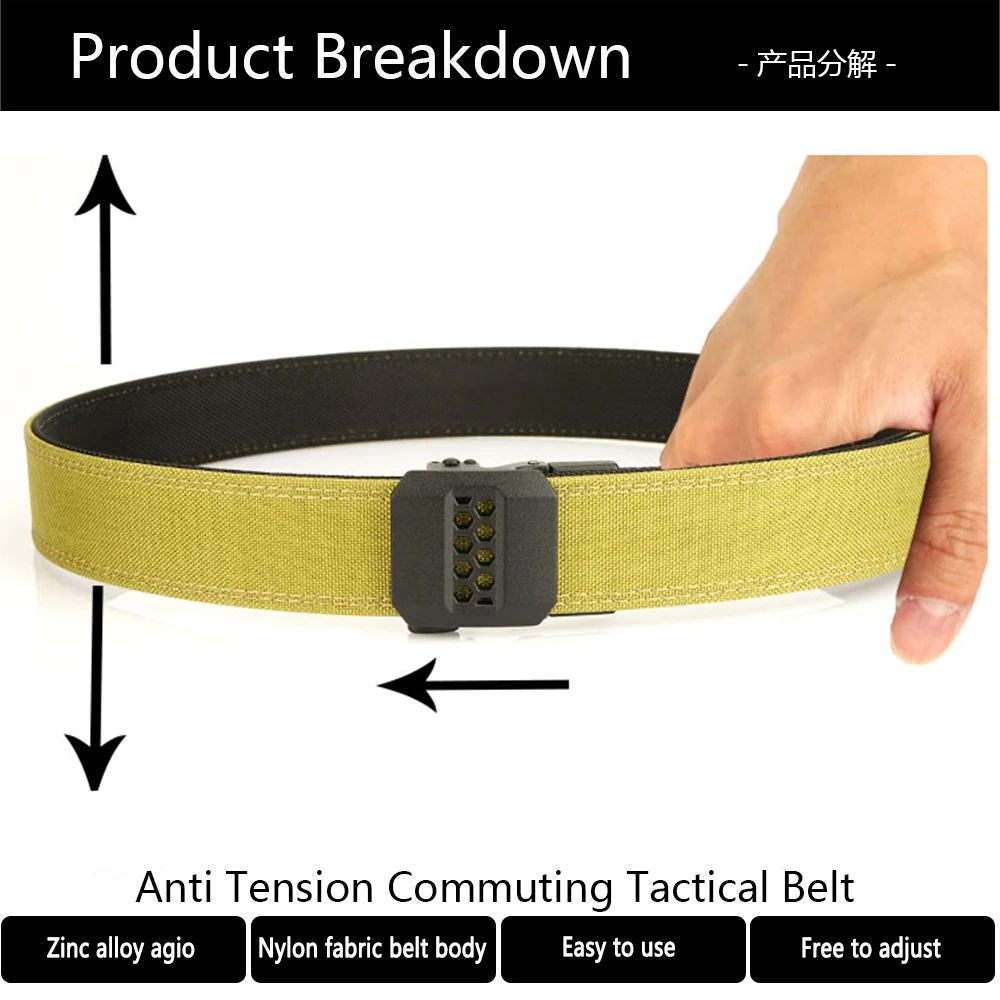 TUSHI Military Gun Belt for Men Sturdy Nylon Metal Automatic Buckle Police Duty Tactical Belt Outdoor Girdle IPSC Accessories